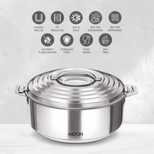 MILTON Galaxia Double Walled Stainless Steel Casserole, 7.5 litres, Silver - Image 4