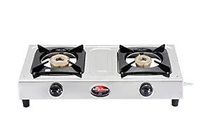 Surya Flame "AMAZE COOKTOP" 2 Burner Stainless Steel L.P.G Stove with Double Drip Tray Cooktop